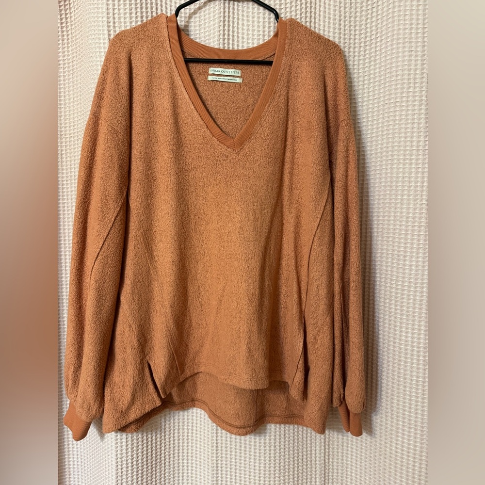 Urban Outfitters V-Neck Sweater in Rich Orange Brown